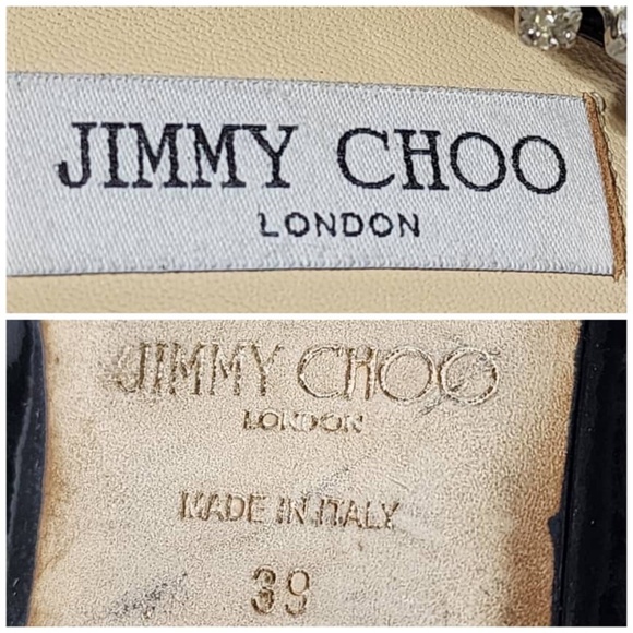 Authentic Jimmy Choo Patent Leather Flat Mules With Crystal Strap Black Size 39 - Picture 6 of 15